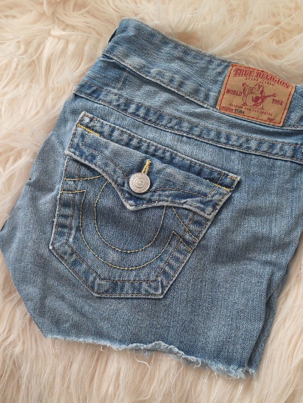 True Religion Women's Medium Blue Denim Jeans with Signature Back Pocket